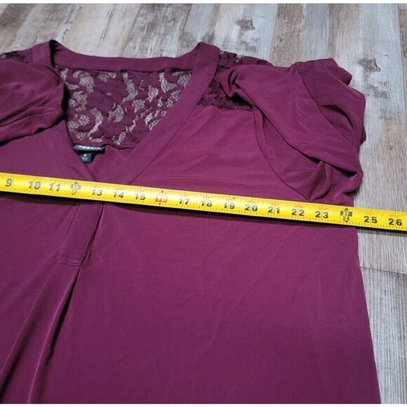 Torrid Women's Plus Size 3 Blouse Top 3/4 Sleeve Red Solid Polyester V-Neck - Picture 7 of 7